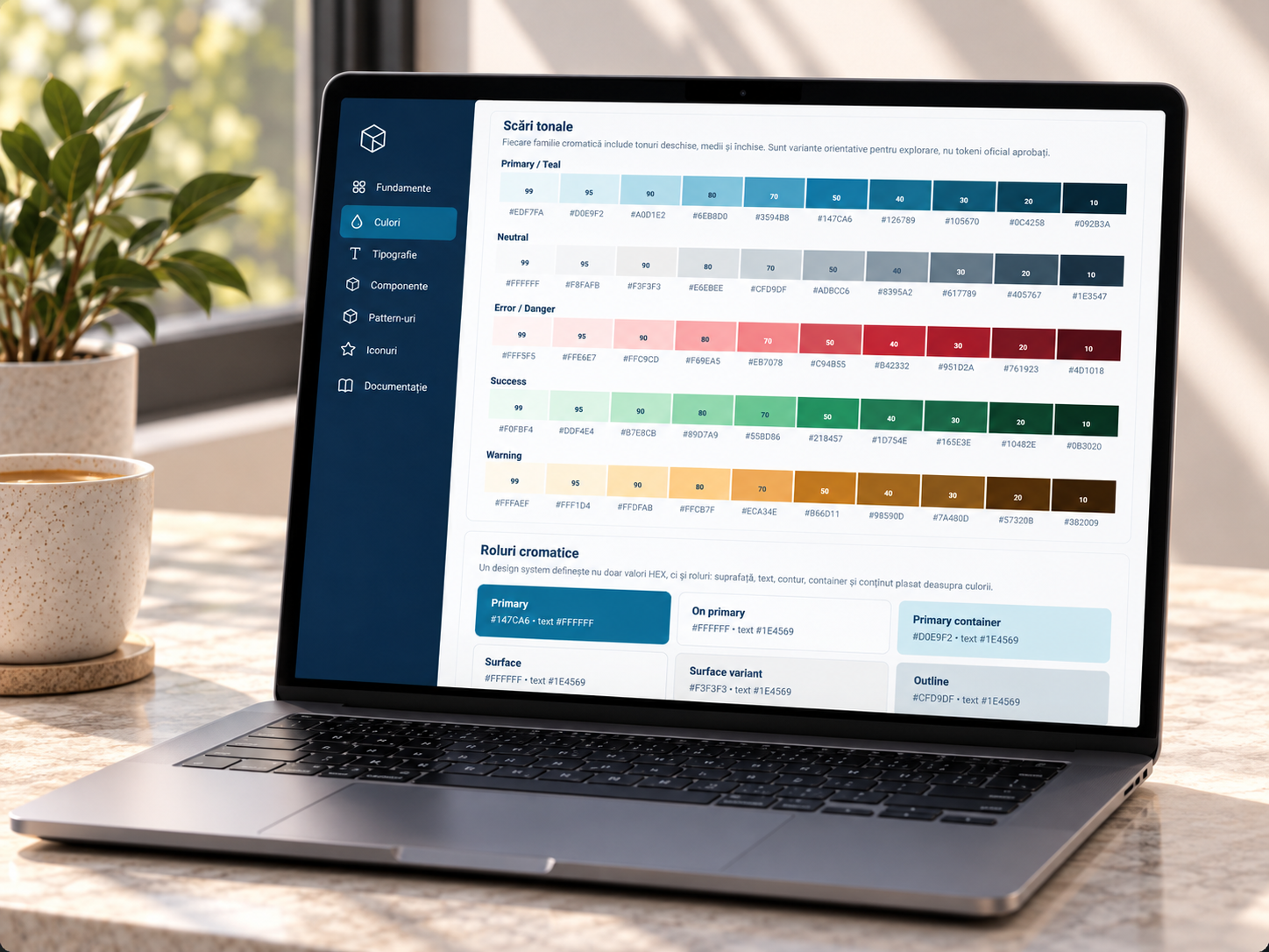 Design system preview with colors, components, and UI foundations